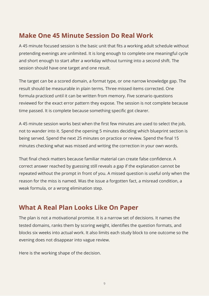 Interior page explaining a focused 45-minute study session
