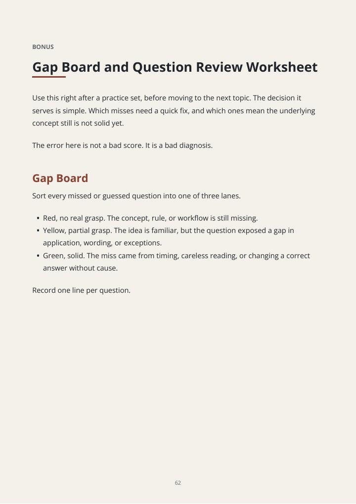 Gap Board and Question Review Worksheet inside the guide