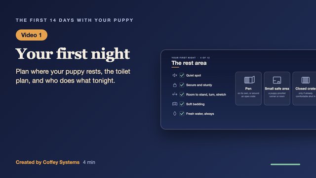 Video 1 thumbnail: Your first night